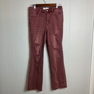 Vervet Blue Womens Skyler High Rise Bootcut Jeans Size 28 Burnt Red Distressed